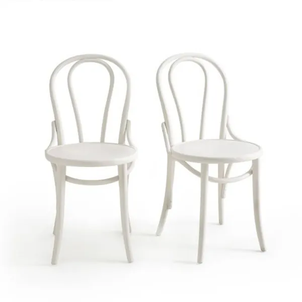 White curved wooden chair model 6016